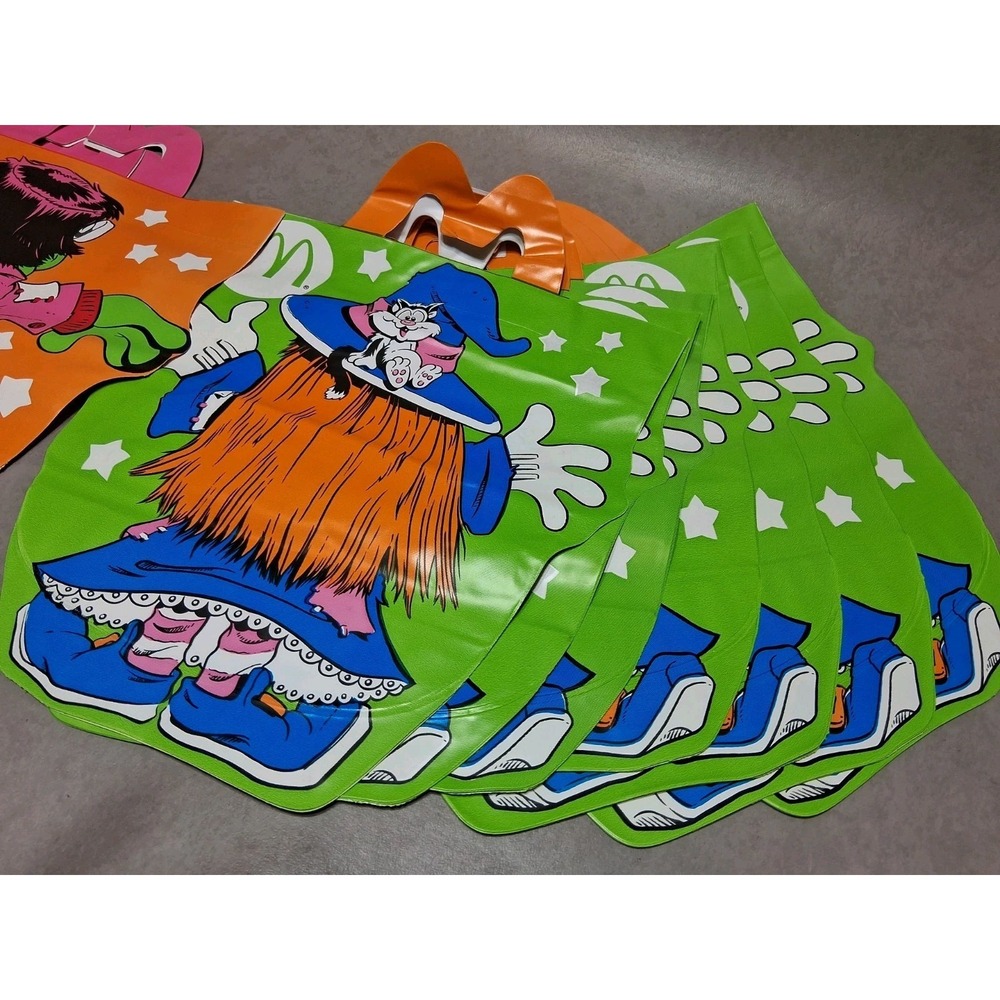 VTG 1990 McDonald's Happy Meal Halloween Treat Bags 7 Frankenstein 7 Witch NEW - Picture 2 of 5